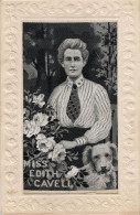 Miss Edith Cavell WW1 Military Nurse Antique Silk Postcard - Cruz Roja