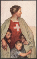 Switzerland Red Cross Nurse & Swiss Children Antique Postcard - Rotes Kreuz