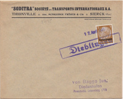 37185# HINDENBURG LOTHRINGEN LETTRE Obl DIEBLINGEN 17 Avril 1941 DIEBLING MOSELLE THIONVILLE - Brieven En Documenten