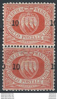 1892 San Marino Stemma 10c. Small Su 20c. MNH Sassone N. NC+11h - Altri & Non Classificati