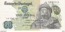 Billet  De  20 Escudos  Portugal  - T K 1971  - Ch 8  Tres Bon Etat - Portogallo
