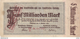 5 Milliard  De  Mark - Allemagne  - Coblenz  - Octobre   1923 - LB 017794 - - Non Classificati