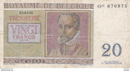 20  Francs  Belge   - 1956 - O 13 - 670975 - Altri & Non Classificati