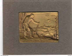 Médaille Rectangulaire Union Nationale Des Cheminots - 1914-1916 En Bronze - CH. FOERSTER - 65 Mm Sur 50 Mm - Andere & Zonder Classificatie