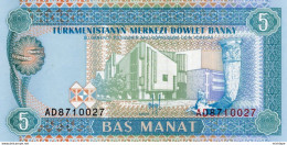 Billet, Turkmenistan, 5  Manat, 1995, NEUF - Albanie
