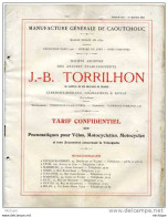 CATALOGUE 1911  J.B TORRILHON POUR PNEUMATIQUES FORMAT 21X27  21 PAGES  NOMBREUSES ILLUSTRATIONS  BON ETAT - Autres & Non Classés