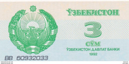 Billet Neuf  Ouzbékistan 1992 - 3 Cym - Uzbekistán