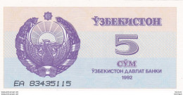 Billet Neuf  Ouzbékistan 1992 - 5 Cym - Uzbekistan