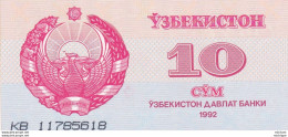 Billet Neuf  Ouzbékistan 1992 - 10 Cym - Oezbekistan