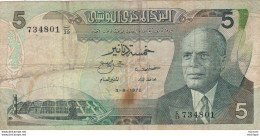 TUNISIE 5 Dinards 1973  Pli Centale - Tunesien