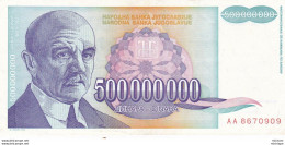 Yougoslavie  500.000000 Dinara  1993   Tres Bon Etat - Joegoslavië