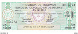Argentine  - TUCUMAN  - 1 Austral  1991 - Neuf -  Voir Scan - Argentina