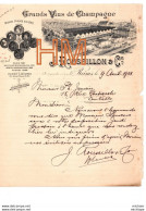 1903 - 51   REIMS  - Facture - Lettre  A  Entête    - GRANDS VINS DE CHAMPAGNE  -  J . ROUSSILLON - 1900 – 1949