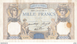 1000 Francs - Ceres Et Mercure  -1937 - O 3020 Ce Billet A Circulé  - Vendu En L'etat - 1 000 F 1927-1940 ''Cérès Et Mercure''