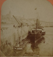 RARE BOULOGNE SUR MER QUAI DES PAQUEBOTS VERS 1880 NEURDEIN Photographie Stereo - Fotos Estereoscópicas