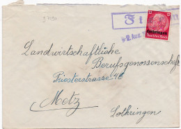 37190# HINDENBURG LOTHRINGEN LETTRE Obl FIXEM 2 Aout 1941 MOSELLE METZ - Lettres & Documents