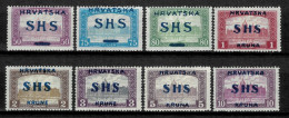 SHS - Croatia Stamps 1918 Parliament Set Hungary Postage MH Stamps Overprinted - Unused Stamps