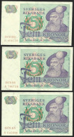 Sweden 3x5 Kronor 1978 &1979  USED - Sweden