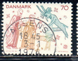 DANEMARK DANMARK DENMARK DANIMARCA 1973 CHRISTMAS NATALE NOEL WEIHNACHTEN NAVIDAD FRESCOES 70o USED USATO OBLITERE' - Oblitérés