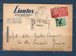 Italia / Repubblica 1948 Cartolina Commerciale Da Milano Per Genova - 1946-60: Poststempel