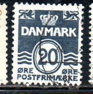 DANEMARK DANMARK DENMARK DANIMARCA 1973 1974 WAVY LINES AND NUMERAL OF VALUE 20o USED USATO OBLITERE' - Gebraucht