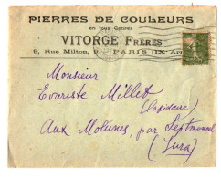 TB 4817 - 1920 - LSC - Pierre De Couleurs VITORGE Frères à PARIS Pour M. MILLET, Lapidaire à MOLUNES Par SEPTMONCEL - 1877-1920: Semi-Moderne