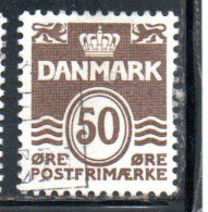DANEMARK DANMARK DENMARK DANIMARCA 1973 1974 WAVY LINES AND NUMERAL OF VALUE 50o USED USATO OBLITERE' - Gebruikt