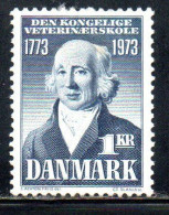 DANEMARK DANMARK DENMARK DANIMARCA 1973 ROYAL VETERINARY COLLEGE CHRISTIANSHAVEN ABILDGAARD 1k MNH - Nuovi