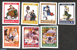 Hungary 1981 Norman Rockwell Paintings 7v Imperforated, Mint NH, Art - Modern Art (1850-present) - Norman Rockwell - Unused Stamps