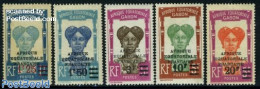 Gabon 1926 Definitives, Overprints 5v, Unused (hinged), History - Neufs