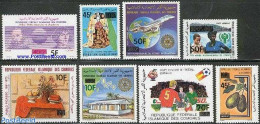 Comoros 1981 Overprints 8v, Mint NH, Science - Sport - Various - Astronomy - Football - Rotary - Art - Pablo Picasso - Astrologie