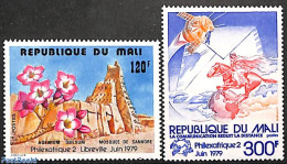 Mali 1979 Philexafrique 2v, Mint NH, Nature - Transport - Flowers & Plants - Horses - Space Exploration - Mali (1959-...)