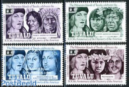 Tuvalu 1992 Discovery Of America 4v, Mint NH, History - Explorers - Explorers