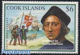 Cook Islands 1992 Discovery Of America 1v, Mint NH, History - Transport - Explorers - Flags - Ships And Boats - Explorers