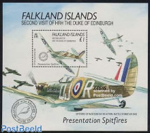 Falkland Islands 1991 Philip Visit S/s, Mint NH, History - Transport - Kings & Queens (Royalty) - World War II - Aircr.. - Case Reali