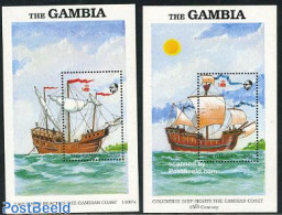 Gambia 1988 Discovery Of West Africa 2 S/s, Mint NH, History - Transport - Explorers - Ships And Boats - Explorers