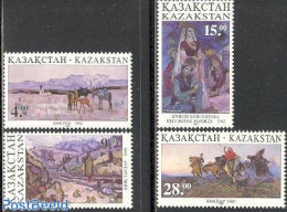 Kazakhstan 1995 Paintings 4v, Mint NH, Nature - Animals (others & Mixed) - Horses - Art - Modern Art (1850-present) - .. - Kazajstán