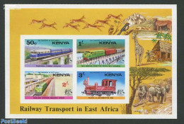 Kenia 1976 Railways S/s Imperforated, Mint NH, Transport - Railways - Art - Bridges And Tunnels - Trains