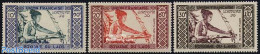 Laos 1952 Airmail 3v, Unused (hinged), Various - Textiles - Tessili