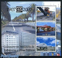 Uruguay 2007 100 Years Ministry Of Transport S/s, Mint NH, Transport - Automobiles - Aircraft & Aviation - Bridges And.. - Coches
