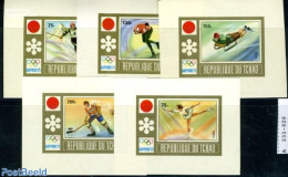 Chad 1972 Winter Olympic Games 5 S/s Imperforated, Mint NH, Sport - Ice Hockey - Olympic Winter Games - Skating - Skiing - Sonstige & Ohne Zuordnung