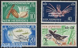 New Hebrides 1965 Definitives 4v E, Unused (hinged), Nature - Transport - Birds - Fish - Fishing - Fruit - Ships And B.. - Nuovi