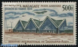 Madagascar 1968 Stamp Day 1v, Mint NH, Transport - Stamp Day - Aircraft & Aviation - Art - Modern Architecture - Stamp's Day