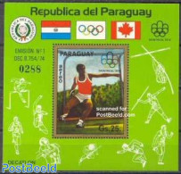 Paraguay 1975 Olympic Games S/s, Discus, Unused (hinged), Sport - Athletics - Olympic Games - Leichtathletik