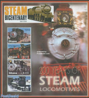 Ghana 2005 Steam Locomotives 4v M/s, Baldwin 4-6-0, Mint NH, Transport - Railways - Treinen