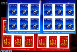 Slovenia 2010 Christmas 2 Foil Booklets, Mint NH, Religion - Christmas - Stamp Booklets - Navidad