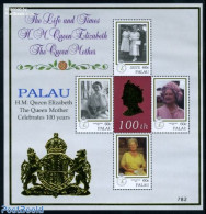 Palau 1999 Queen Mother 4v M/s, Mint NH, History - Kings & Queens (Royalty) - Case Reali