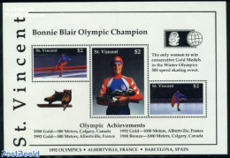 Saint Vincent 1992 Bonnie Blair 3v M/s, Mint NH, Sport - Olympic Winter Games - Skating - St.Vincent (1979-...)