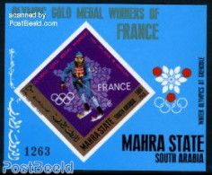 Aden 1968 Olympic Winter Games S/s Imperforated, Mint NH, Sport - Various - Olympic Winter Games - Skiing - Maps - Ski