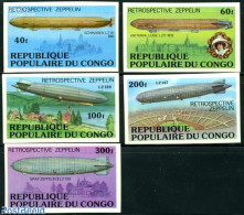 Congo Republic 1977 Zeppelin 5v Imperforated, Mint NH, Transport - Zeppelins - Zeppelines